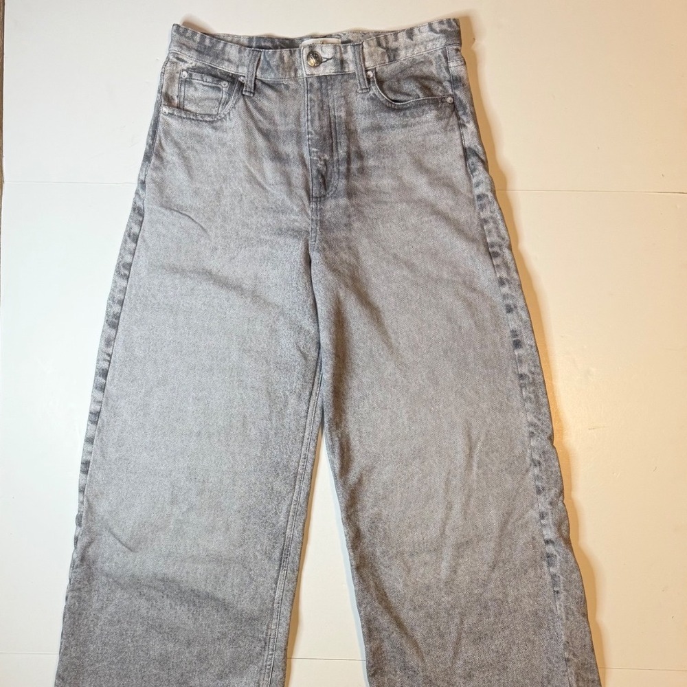 Rag & Bone Miramar Wide Leg Pants Grey Acid Wash Womens 28